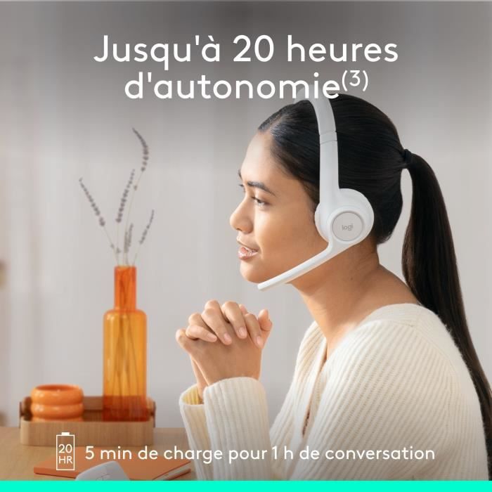 Casque - Sans fil - Logitech - Zone 300 - Bluetooth - Anti-parasite - Blanc