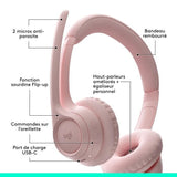 Casque - Sans fil - Logitech - Zone 300 - Bluetooth - Anti-parasite - Rose
