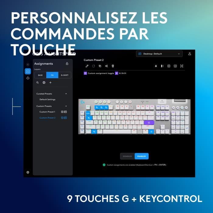Clavier gamer - Sans fil - Logitech G - G915 X - AZERTY - Mécanique - Blanc