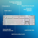 Clavier gamer - sans fil - Logitech G - G915 X - Switch tactile  - AZERTY - Blanc