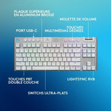 Clavier gamer - Sans fil - Logitech G - G915 TKL X - AZERTY - Switch tactile - Blanc