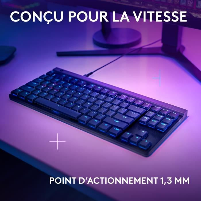 Clavier gamer - Filaire - Logitech G - G515 TKL - AZERTY - Mécanique - RGB - Noir