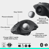 Souris ergonomique - sans fil - Logitech - MX ERGO S - Graphite