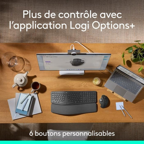 Souris ergonomique - sans fil - Logitech - MX ERGO S - Graphite