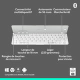 Clavier pour tablette Logitech KEYS-TO-GO 2, CLAVIER BLUETOOTH UNIVERSEL - Gris Pale