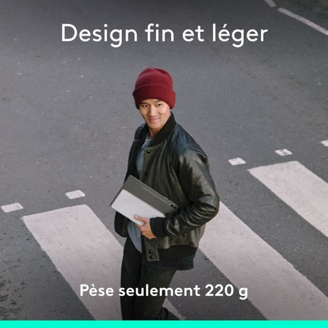 Etui clavier - Logitech - Keys to go 2 - AZERTY - Universel - Gris pâle