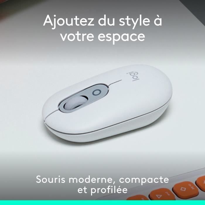 Souris - Sans fil - Logitech - Pop Mouse - Blanc cassÈ