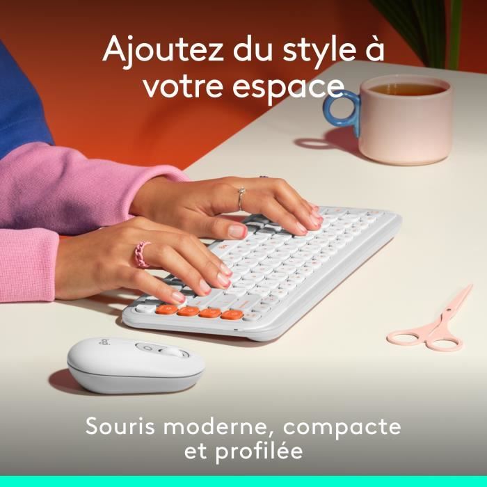 Souris - Sans fil - Logitech - Pop Mouse - Blanc cassé