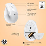 Souris - Sans Fil - Logitech - Lift Ergonomique Verticale - Blanc - Droitier - Pour Mac