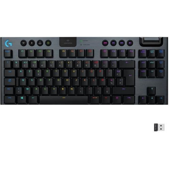 Clavier gamer - Sans fil - Logitech G - G915 TKL - Retroeclaire - AZERTY - Noir