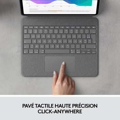 Etui clavier - Logitech - Combo Touch - AZERTY - Pour iPad Pro 12.9" new (5e génération) & iPad Air (5e génération) - Gris