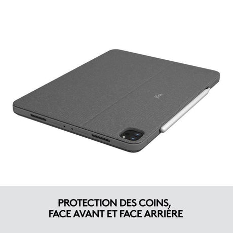 Etui clavier - Logitech - Combo Touch - AZERTY - Pour iPad Pro 12.9" new (5e génération) & iPad Air (5e génération) - Gris
