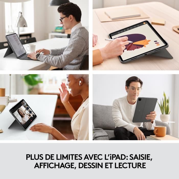 Clavier pour tablette Logitech COMBO TOUCH pour iPad Pro 12.9 new /5eme gÈnÈration , Ipad Air 5eme gÈnÈration