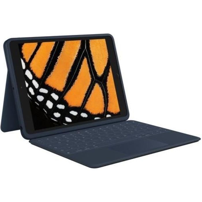 Etui clavier - Logitech - Rugged Combo 3 Touch - AZERTY - Pour iPad (7e, 8e et 9e génération) - Bleu