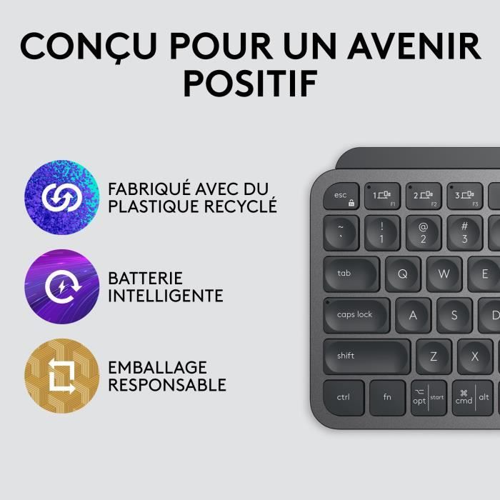 Clavier - Sans Fil - Logitech - MX Keys Mini - rÈtroÈclairÈ - AZERTY - Noir