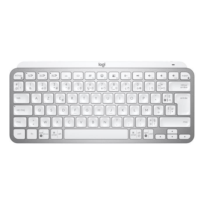 Clavier - Sans Fil - Logitech - MX Keys Mini - AZERTY - Rétroéclairé - Gris clair