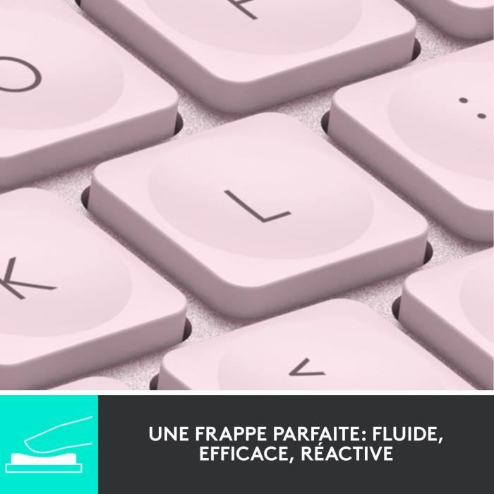Clavier - Sans Fil - Logitech - MX Keys Mini - rÈtroÈclairÈ - AZERTY - Rose