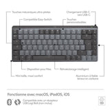 Clavier - Sans fil - Logitech - MX Mechanical Mini - Pour Mac - Gris sidÈral