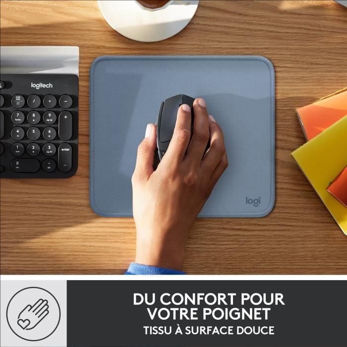 Tapis de souris - Logitech - SÈrie Studio - Glissement facile - Bleu Gris