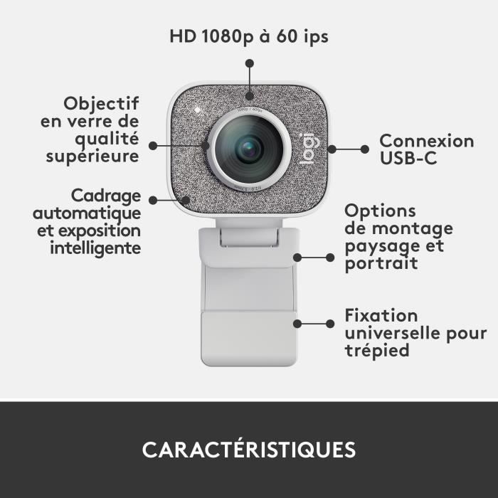 Webcam - Full HD 1080p - Logitech G - StreamCam - Pour streaming Twitch et Youtube - Blanc