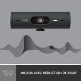 Webcam - Full HD 1080p -  Logitech - Brio 500 - Microphone intégré - Graphite