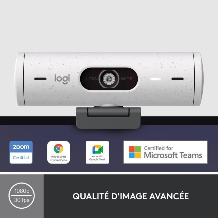 Webcam - Full HD 1080p -  Logitech - Brio 500 - Microphone intégré - Blanc