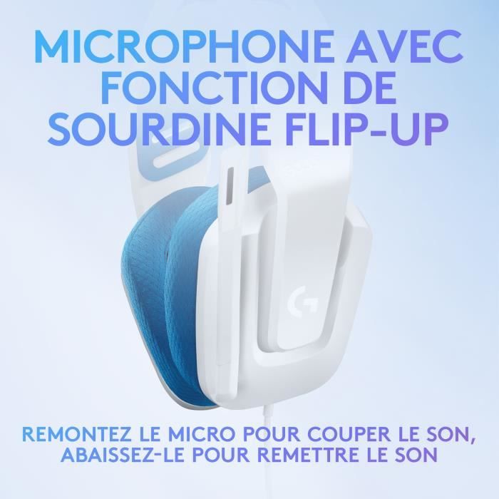 Casque Gamer filaire Logitech G335 (Blanc/Bleu)
