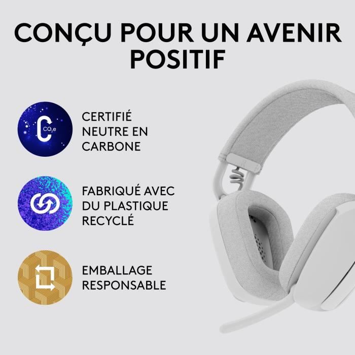 Casque PC Logitech Zone Vibe 100 Casque d''Ècoute lÈger sans fil avec Micro anti-bruit - Blanc