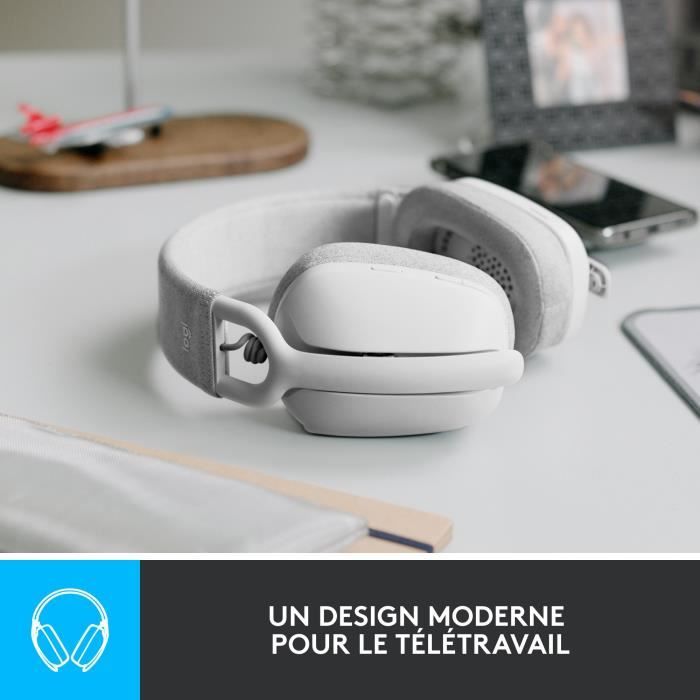 Casque PC Logitech Zone Vibe 100 Casque d''Ècoute lÈger sans fil avec Micro anti-bruit - Blanc