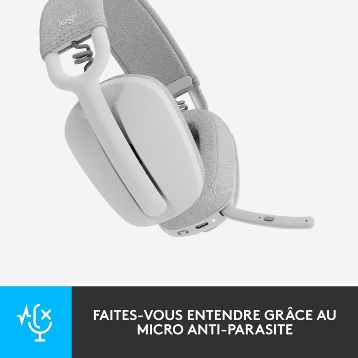 Casque PC Logitech Zone Vibe 100 Casque d''Ècoute lÈger sans fil avec Micro anti-bruit - Blanc