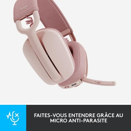 Casque - Sans fil - Logitech - Zone Vibe 100 - Bluetooth - Anti-parasite - Rose