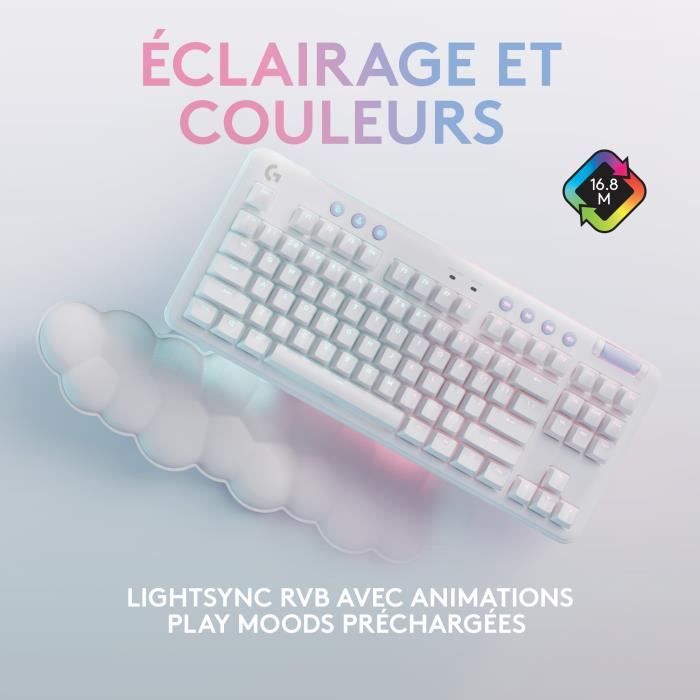 Clavier Gamer - Filaire - Logitech G - G715 - MÈcanique - Repose-Poignet - Switch Tactile GX Brown - White Mist