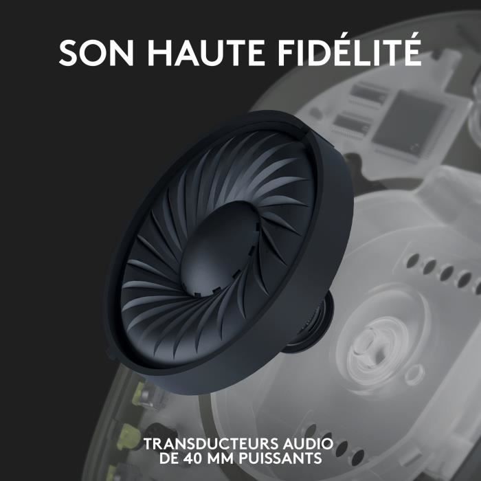 Casque PC Logitech G435 LIGHTSPEED sans fil, Bluetooth, avec micro - Blanc