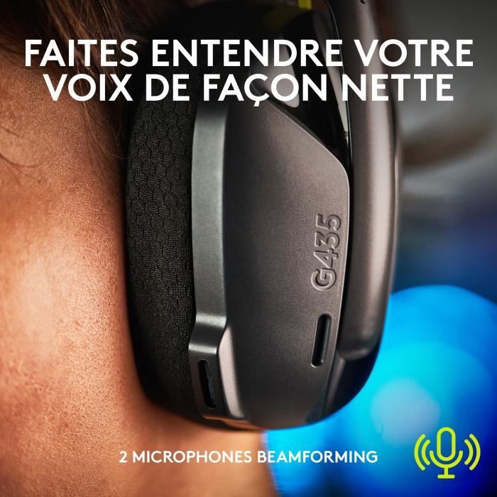 Casque gamer - Sans fil - Logitech G - G435 Lightspeed - Avec micro - Noir