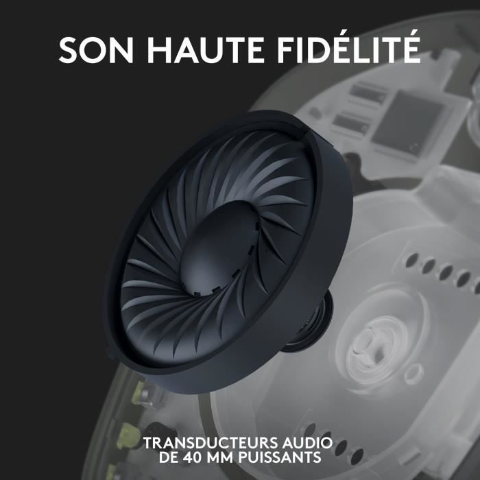 Casque gamer - Sans fil - Logitech G - G435 Lightspeed - Avec micro - Noir