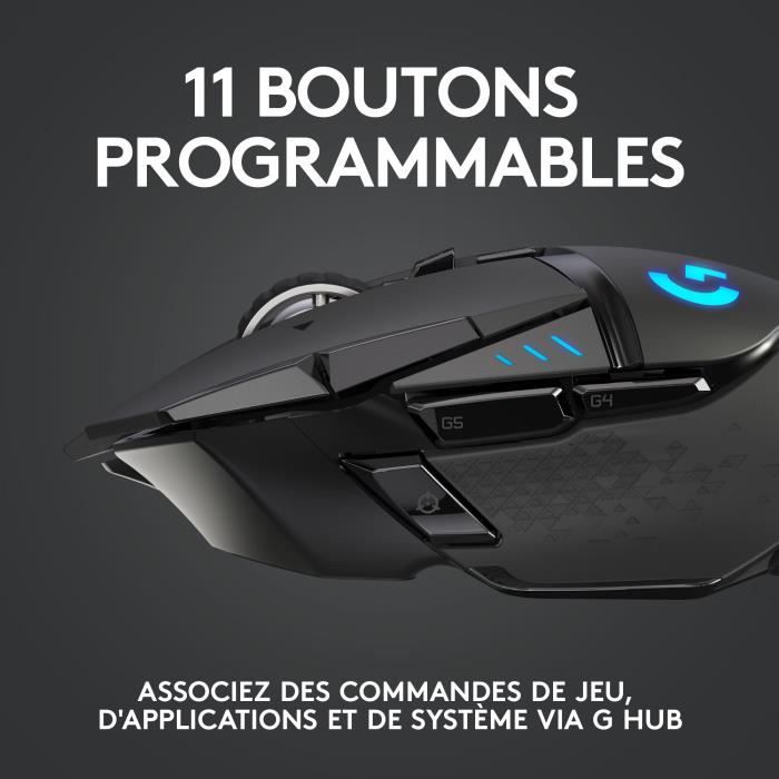 Souris gamer - Sans fil - Logitech G - G502 Hero - Noir