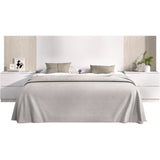 Tete de lit avec chevets intégrés - LOMA - Blanc / Bois - 258,6 x 34,2 x 106 cm