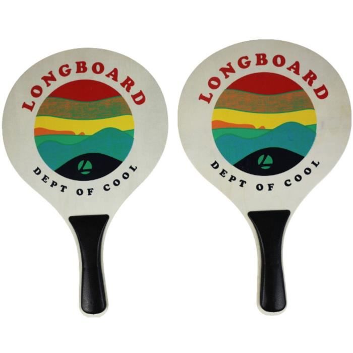 Set de raquettes bois de plage et 1 balle - LONGBOARD - VB1 - Enfant - Multicolore