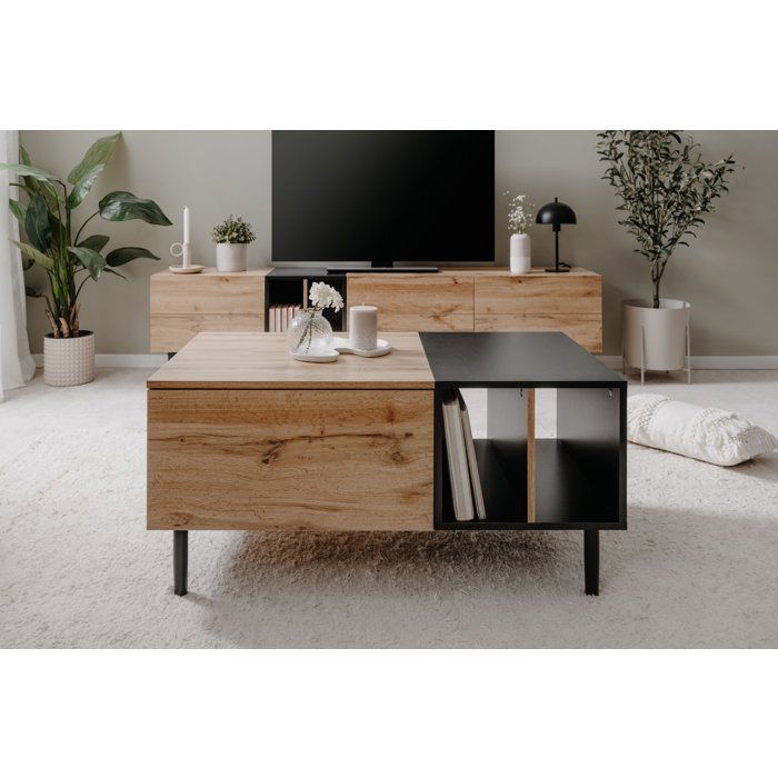 Table basse - LONA - Rectangulaire - Chene artisan / Noir - 100 x 46,5 x 55 cm