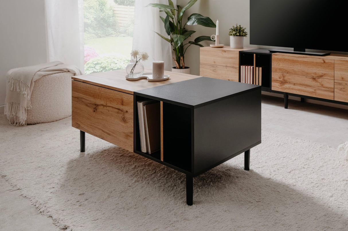 Table basse - LONA - Rectangulaire - Chene artisan / Noir - 100 x 46,5 x 55 cm