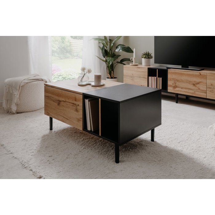 Table basse - LONA - Rectangulaire - Chene artisan / Noir - 100 x 46,5 x 55 cm