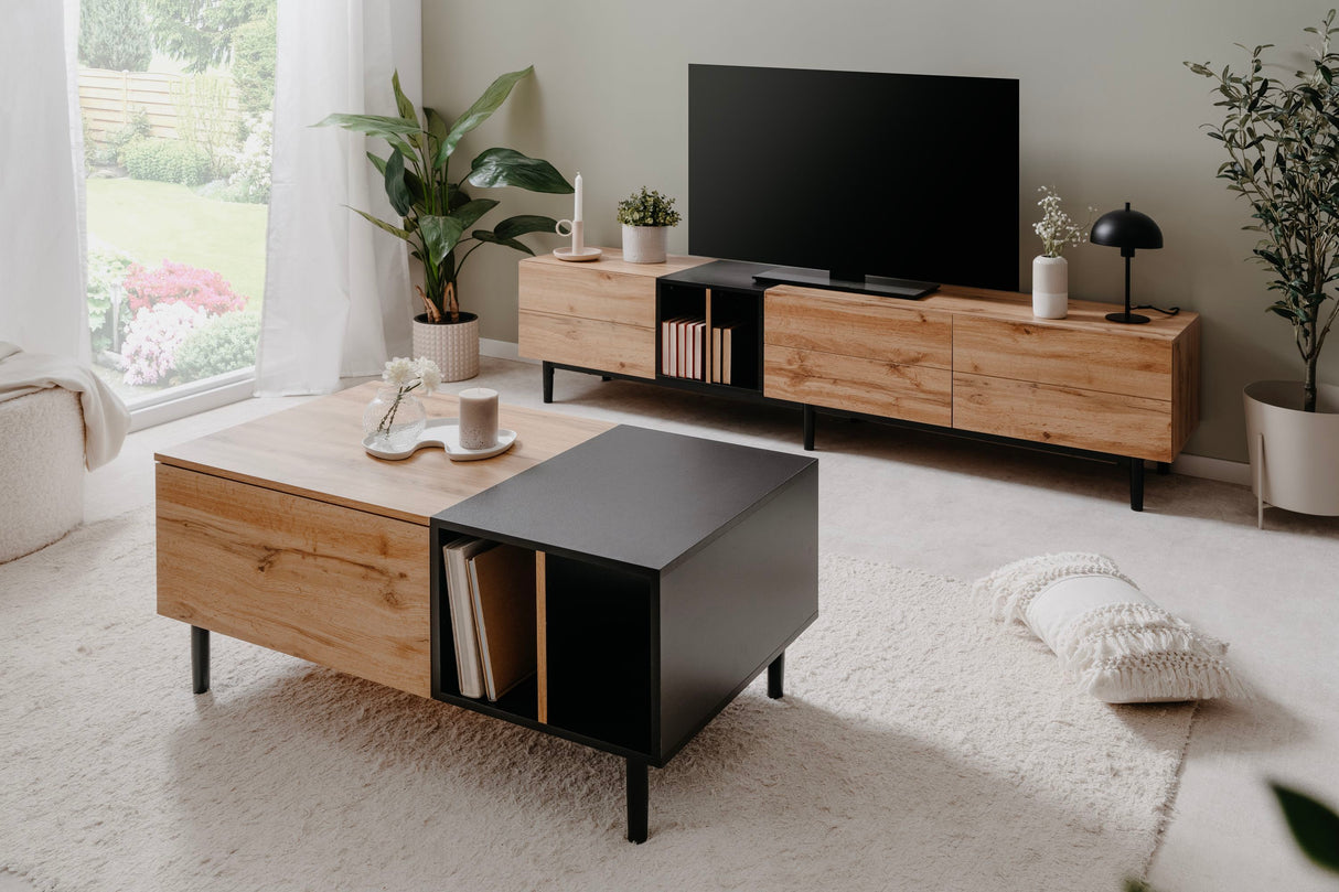 Table basse - LONA - Rectangulaire - Chene artisan / Noir - 100 x 46,5 x 55 cm