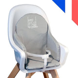 LOOPING Coussin Chaise Haute Bébé | PVC Imperméable, Sangles, Fabriqué en France | Gris