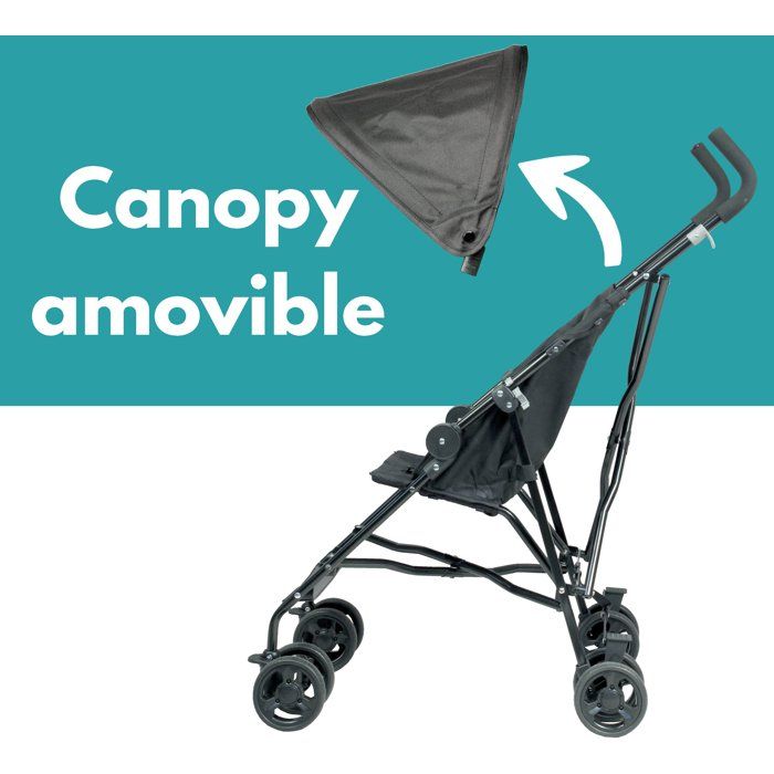Looping Poussette Canne Fixe avec Canopy | Black Chiné