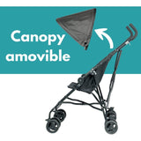 Looping Poussette Canne Fixe avec Canopy | Black Chiné
