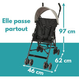 Looping Poussette Canne Fixe avec Canopy | Black Chiné