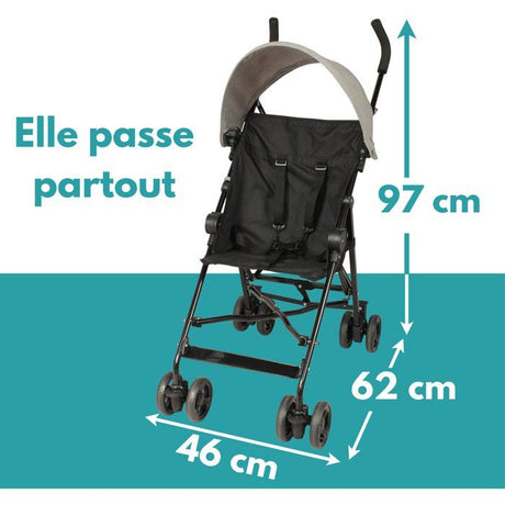 Looping Poussette Canne Fixe avec Canopy | Black Chiné