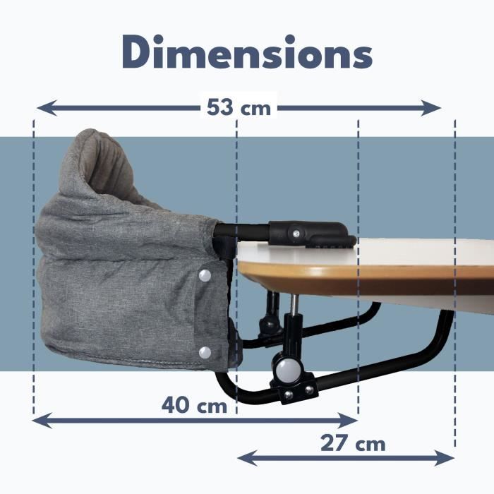 Siege de table réhausseur LOOPING - Dossier Confort - Déhoussable et Lavable Machine - Fixation Multi-points