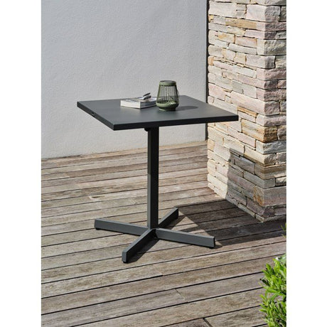 Guéridon de jardin - CITY GARDEN - Louise - 70 x 70 cm - Plateau pliant en acier - Anthracite