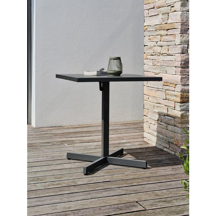 Guéridon de jardin - CITY GARDEN - Louise - 70 x 70 cm - Plateau pliant en acier - Anthracite